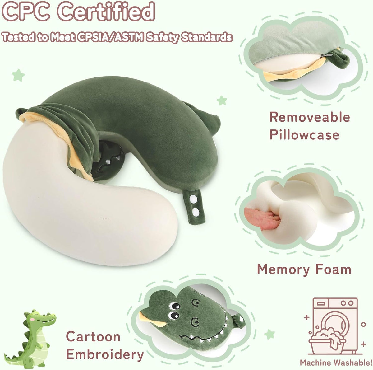Cooling Travel Neck Pillow, Cool to Touch Memory Foam, Grey