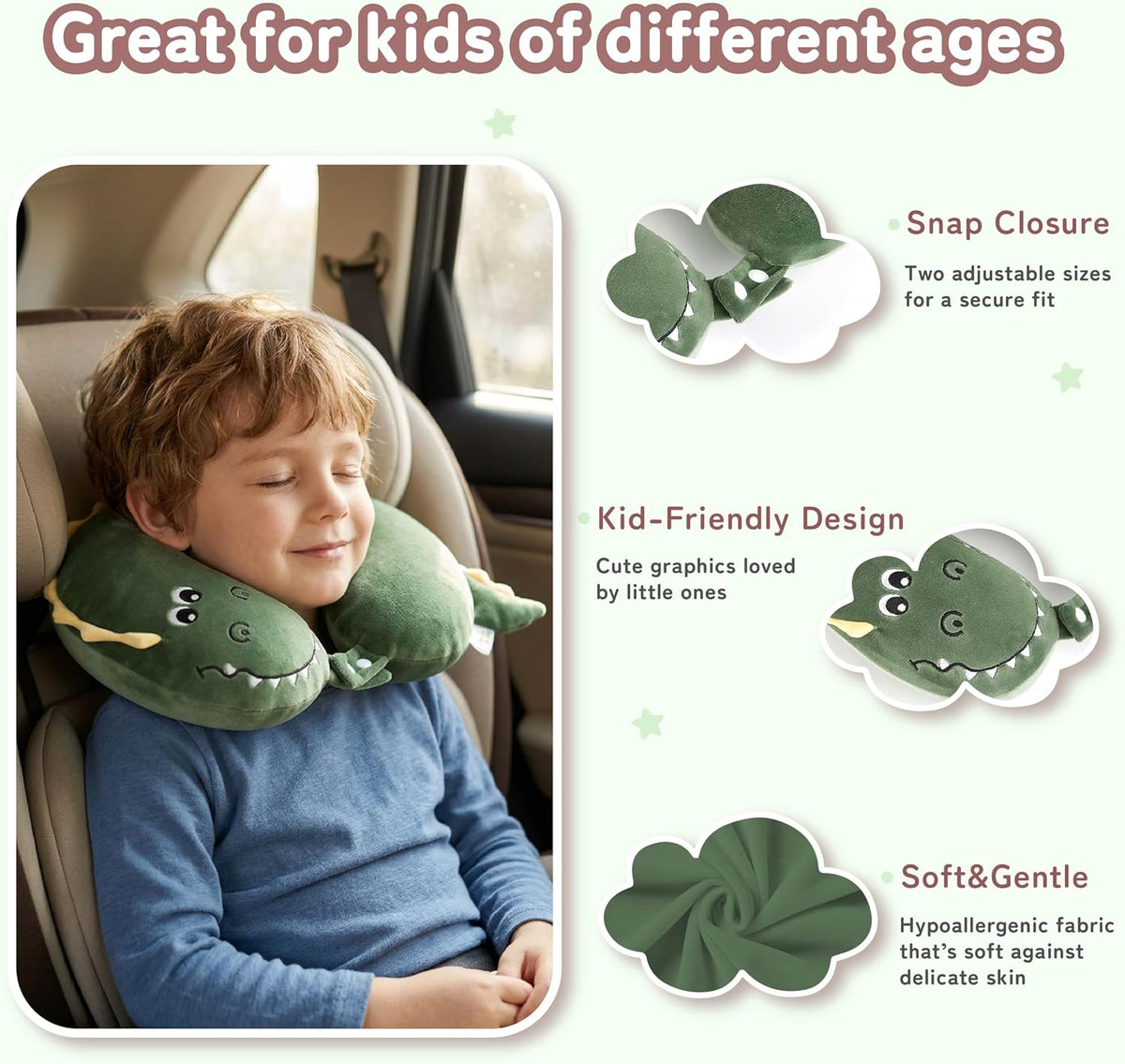 Cooling Travel Neck Pillow, Cool to Touch Memory Foam, Grey