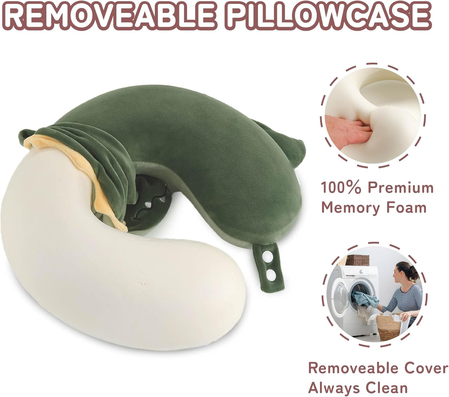 Cooling Travel Neck Pillow, Cool to Touch Memory Foam, Grey