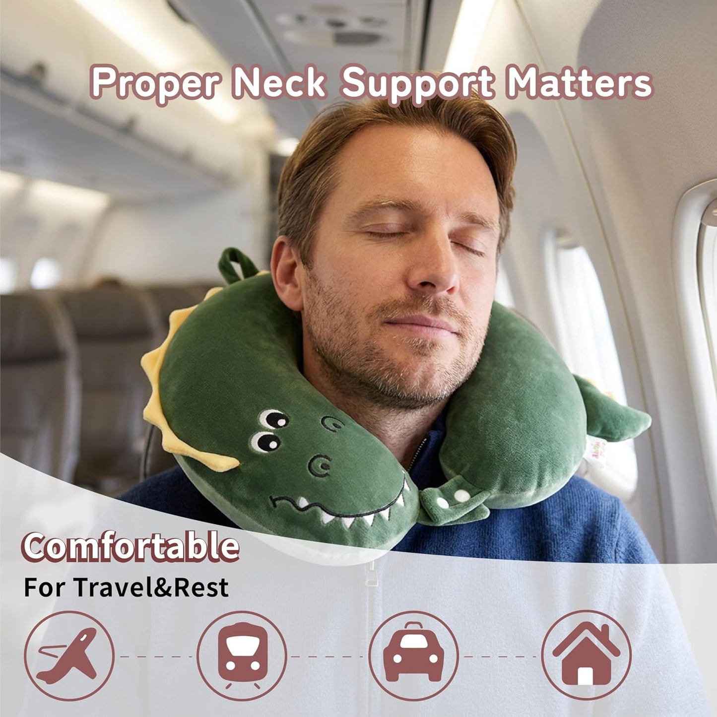 Cooling Travel Neck Pillow, Cool to Touch Memory Foam, Grey