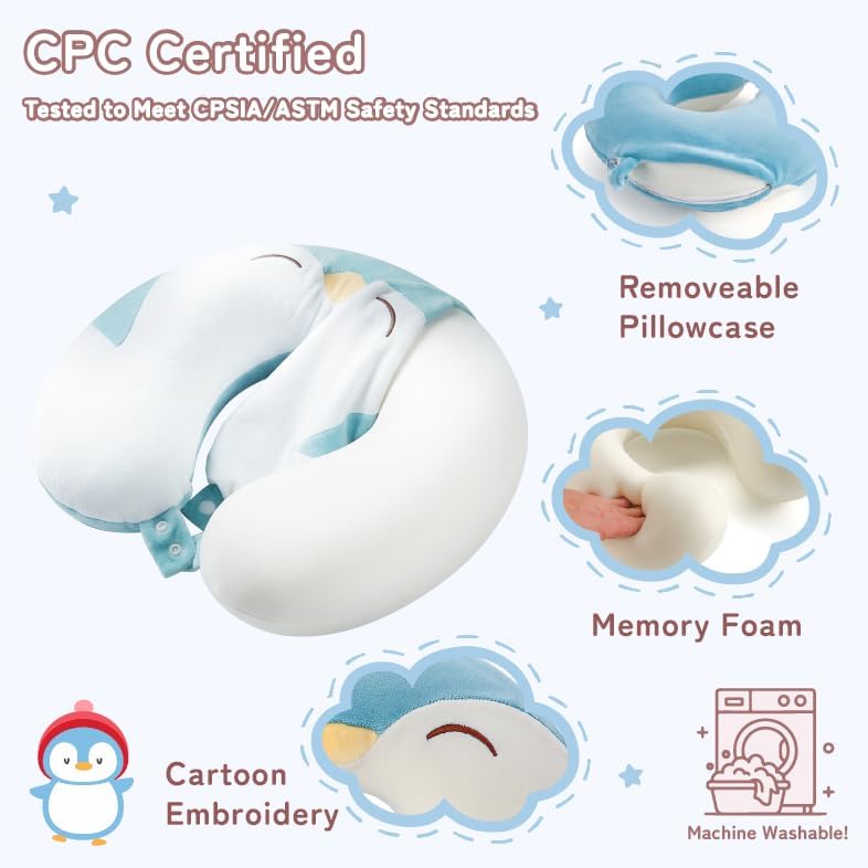 Cooling Travel Neck Pillow, Cool to Touch Memory Foam, Grey