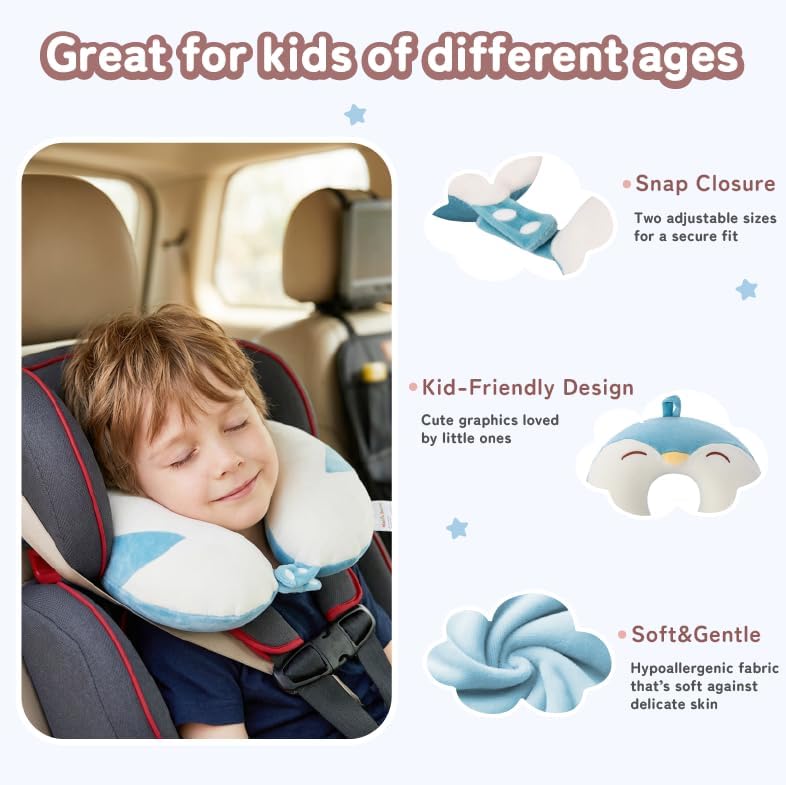 Cooling Travel Neck Pillow, Cool to Touch Memory Foam, Grey