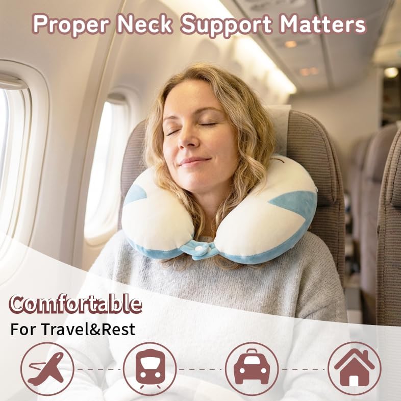 Cooling Travel Neck Pillow, Cool to Touch Memory Foam, Grey