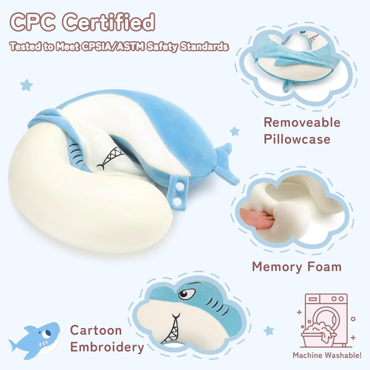 Cooling Travel Neck Pillow, Cool to Touch Memory Foam, Grey