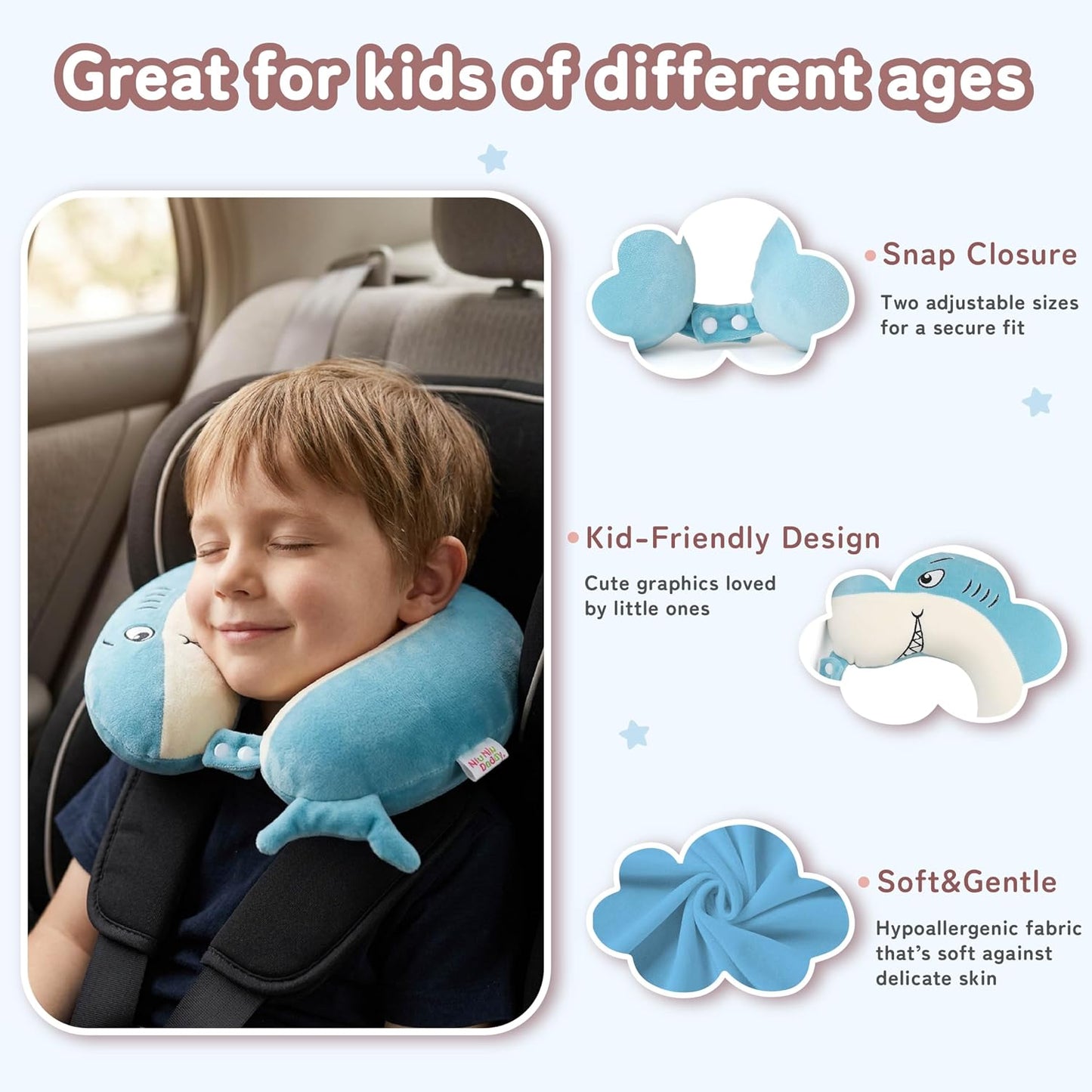 Cooling Travel Neck Pillow, Cool to Touch Memory Foam, Grey