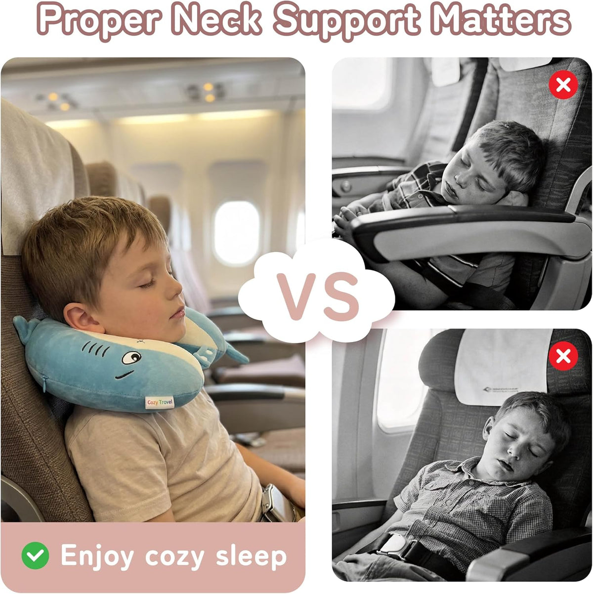 Cooling Travel Neck Pillow, Cool to Touch Memory Foam, Grey