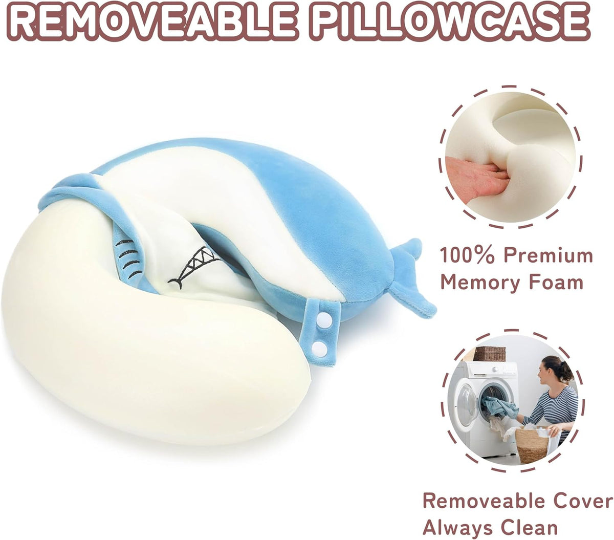 Cooling Travel Neck Pillow, Cool to Touch Memory Foam, Grey