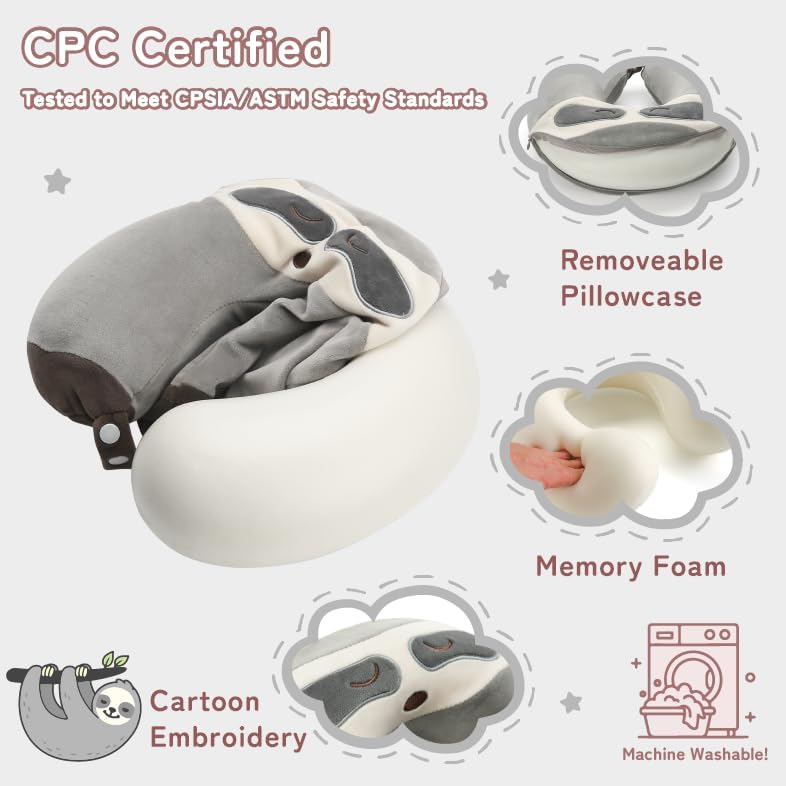 Cooling Travel Neck Pillow, Cool to Touch Memory Foam, Grey
