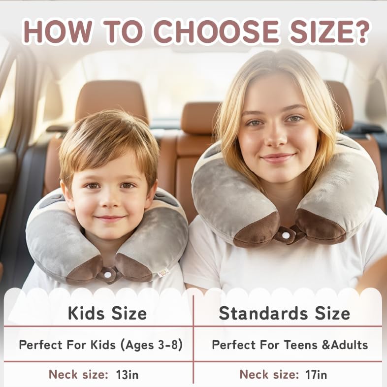 Cooling Travel Neck Pillow, Cool to Touch Memory Foam, Grey