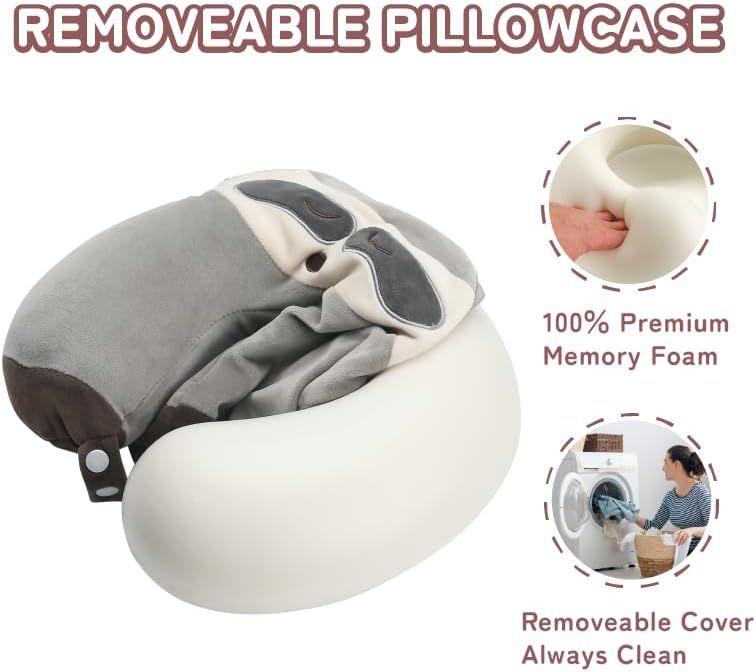 Cooling Travel Neck Pillow, Cool to Touch Memory Foam, Grey