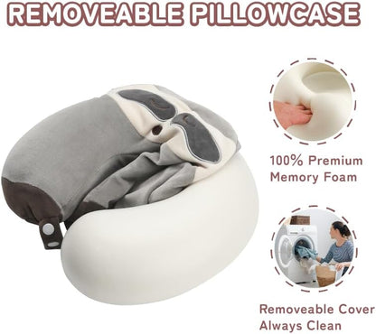 Cooling Travel Neck Pillow, Cool to Touch Memory Foam, Grey