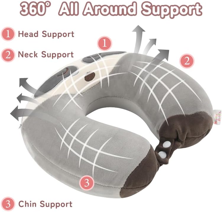 Cooling Travel Neck Pillow, Cool to Touch Memory Foam, Grey