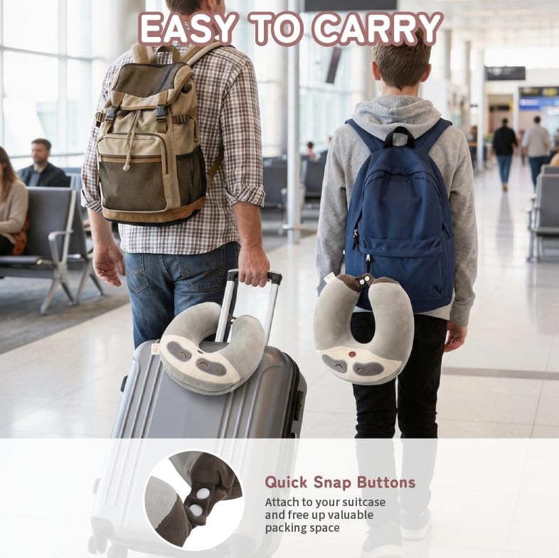 Cooling Travel Neck Pillow, Cool to Touch Memory Foam, Grey