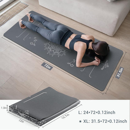 Yoga Mat Foldable - Textured Non Slip Exercise Mat -Travel Lightweight Hot Yoga Mat with Carry Bag for Pilates & Home Workouts (72" L x 32" W x 3mm Thick)