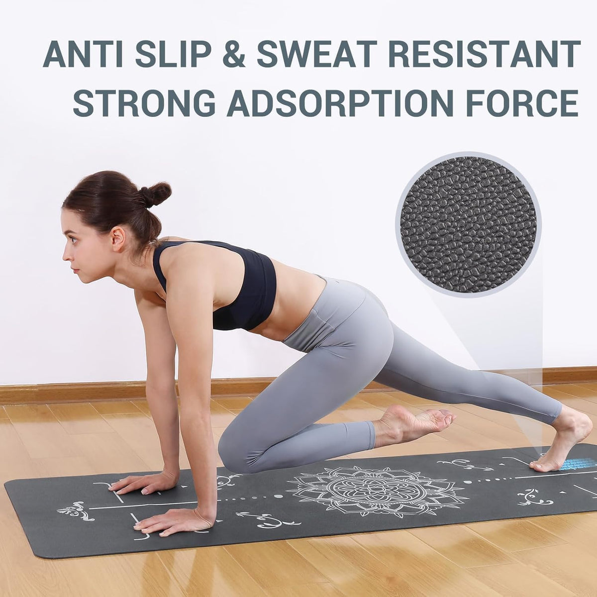 Yoga Mat Foldable - Textured Non Slip Exercise Mat -Travel Lightweight Hot Yoga Mat with Carry Bag for Pilates & Home Workouts (72" L x 32" W x 3mm Thick)