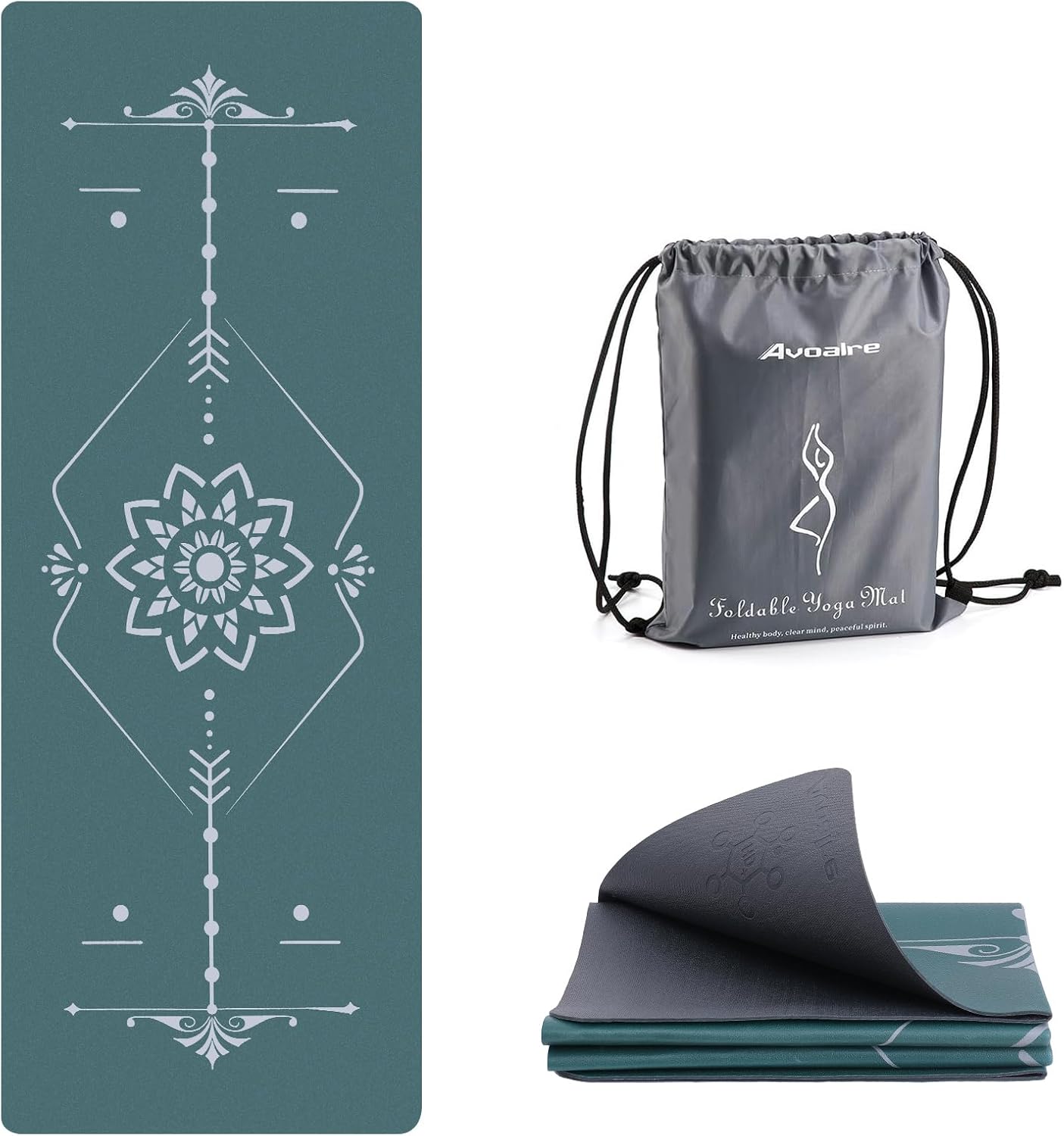 Yoga Mat Foldable - Textured Non Slip Exercise Mat -Travel Lightweight Hot Yoga Mat with Carry Bag for Pilates & Home Workouts (72" L x 32" W x 3mm Thick)