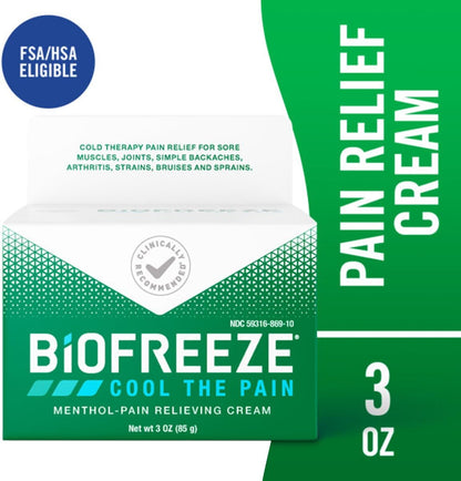 Pain Relief Cream for Knee, Neck, Hip, Joint, Shoulder, & Simple Backache, Arthritis Pain Reliever, Sore Muscle Relief, Cooling Menthol Pain Cream, 3 Oz