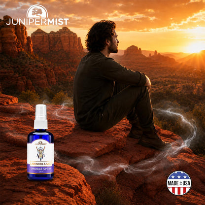 Lavender & Sage Smudge Spray (114ml), Lavender Spray with White Sage Aromatherapy Mist, Calm & Cleansing Negative Energy, Spiritual Room Spray, Smokeless Smudge Spray, Yoga Spray (Made in USA)
