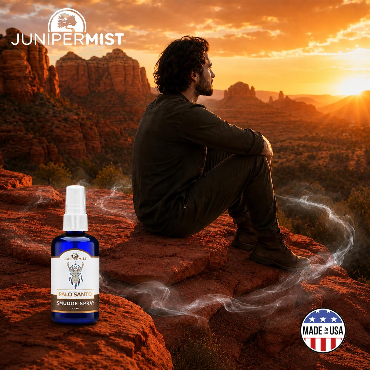 Lavender & Sage Smudge Spray (114ml), Lavender Spray with White Sage Aromatherapy Mist, Calm & Cleansing Negative Energy, Spiritual Room Spray, Smokeless Smudge Spray, Yoga Spray (Made in USA)