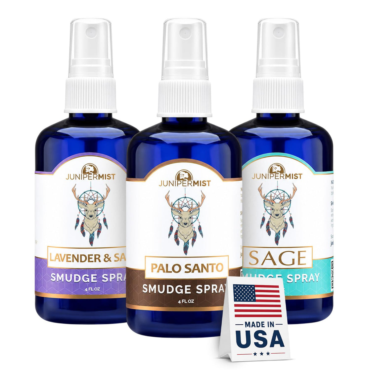 Lavender & Sage Smudge Spray (114ml), Lavender Spray with White Sage Aromatherapy Mist, Calm & Cleansing Negative Energy, Spiritual Room Spray, Smokeless Smudge Spray, Yoga Spray (Made in USA)