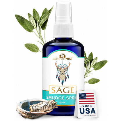 Lavender & Sage Smudge Spray (114ml), Lavender Spray with White Sage Aromatherapy Mist, Calm & Cleansing Negative Energy, Spiritual Room Spray, Smokeless Smudge Spray, Yoga Spray (Made in USA)