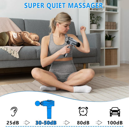 Massage Gun, Muscle Massage Gun for Athletes Handheld Electric Deep Tissue Back Massager, Percussion Massage Device for Pain Relief with 30 Speed Levels 9 Heads