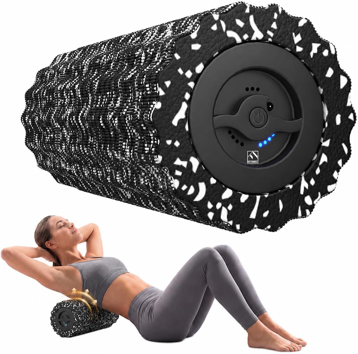 Vibrating Foam Roller for Exercise,5 Vibration Speeds,Rechargeable | Yoga Roller, Electric Roller for Deep Tissue Massage, Massge Foam Roller for Back, Legs & Shoulders, FSA Eligible HSA