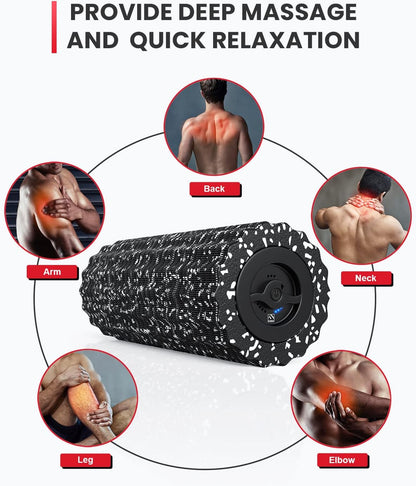 Vibrating Foam Roller for Exercise,5 Vibration Speeds,Rechargeable | Yoga Roller, Electric Roller for Deep Tissue Massage, Massge Foam Roller for Back, Legs & Shoulders, FSA Eligible HSA