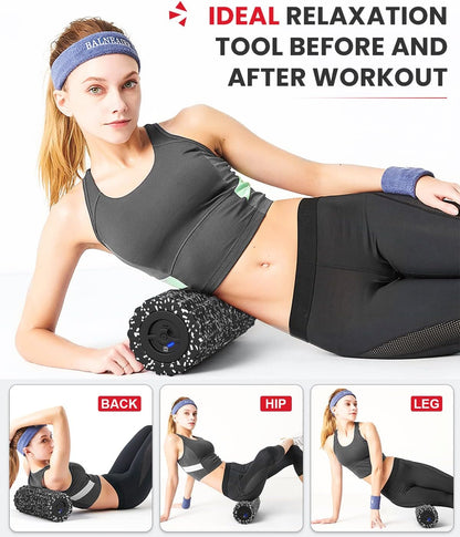 Vibrating Foam Roller for Exercise,5 Vibration Speeds,Rechargeable | Yoga Roller, Electric Roller for Deep Tissue Massage, Massge Foam Roller for Back, Legs & Shoulders, FSA Eligible HSA