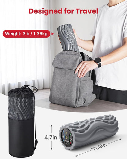 Vibrating Foam Roller for Exercise,5 Vibration Speeds,Rechargeable | Yoga Roller, Electric Roller for Deep Tissue Massage, Massge Foam Roller for Back, Legs & Shoulders, FSA Eligible HSA