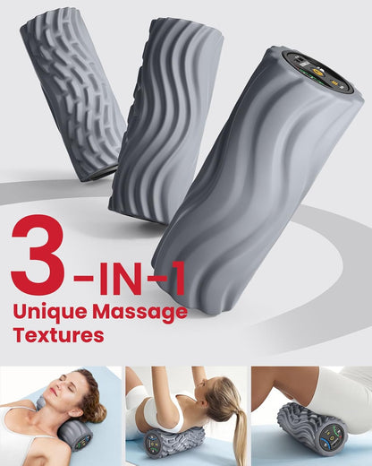 Vibrating Foam Roller for Exercise,5 Vibration Speeds,Rechargeable | Yoga Roller, Electric Roller for Deep Tissue Massage, Massge Foam Roller for Back, Legs & Shoulders, FSA Eligible HSA