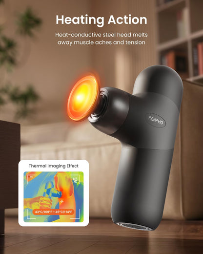 Mini Thermal Massage Gun with Heat, Color Silicone Casing, 4 Speeds