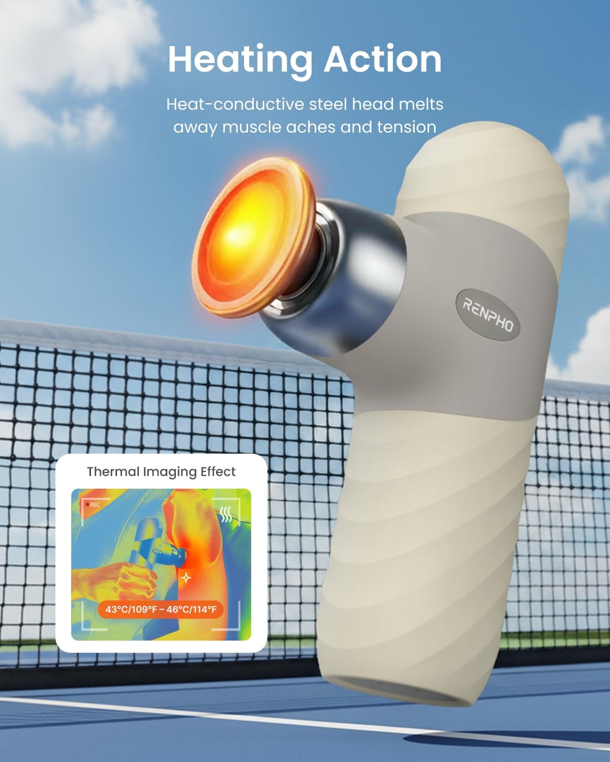 Mini Thermal Massage Gun with Heat, Color Silicone Casing, 4 Speeds