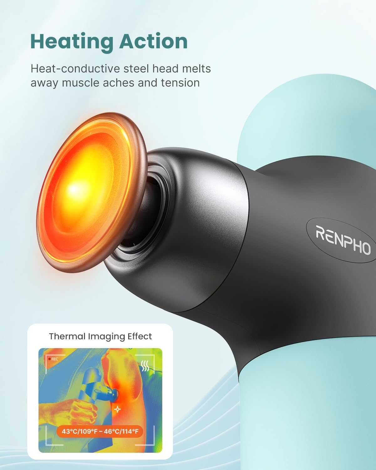 Mini Thermal Massage Gun with Heat, Color Silicone Casing, 4 Speeds