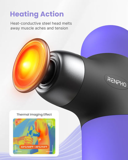 Mini Thermal Massage Gun with Heat, Color Silicone Casing, 4 Speeds
