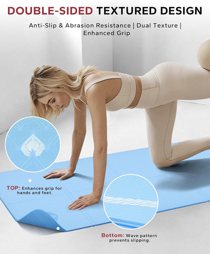 HAPBEAR Foldable Yoga Mat - 72"x24"x0.24" (6mm), Non-Slip TPE Exercise Mat | Ideal for Home Workout, Yoga, Pilates, Stretching & Travel, Durable & Eco-Friendly, Includes Carry Bag