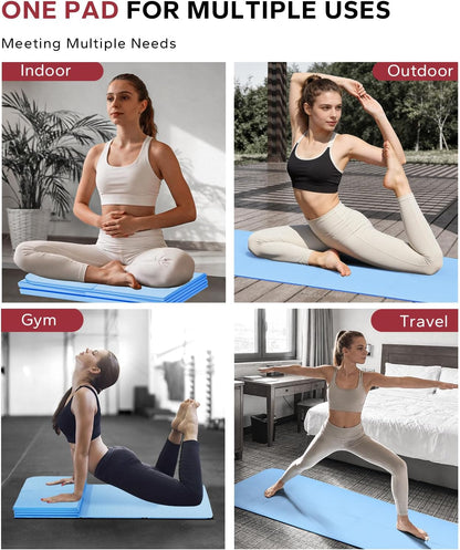 HAPBEAR Foldable Yoga Mat - 72"x24"x0.24" (6mm), Non-Slip TPE Exercise Mat | Ideal for Home Workout, Yoga, Pilates, Stretching & Travel, Durable & Eco-Friendly, Includes Carry Bag