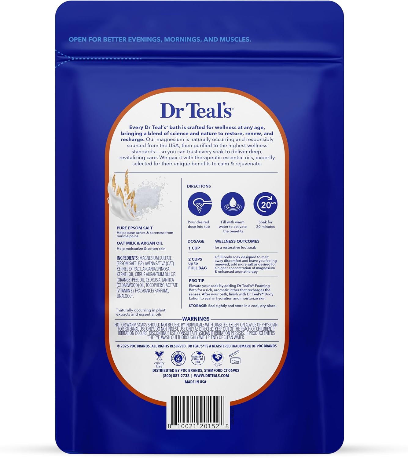Epsom Salt Magnesium Soak, Soothe & Comfort with Oat Milk & Argan Oil, 3 lbs