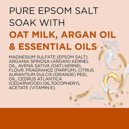 Epsom Salt Magnesium Soak, Soothe & Comfort with Oat Milk & Argan Oil, 3 lbs