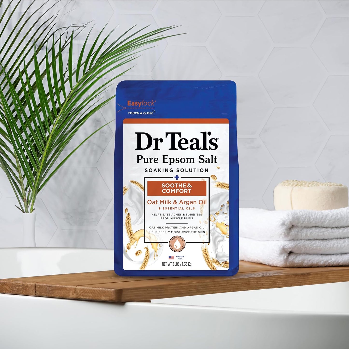 Epsom Salt Magnesium Soak, Soothe & Comfort with Oat Milk & Argan Oil, 3 lbs