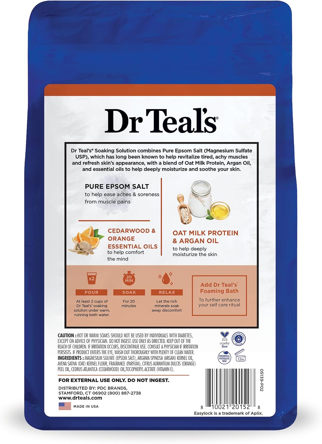 Epsom Salt Magnesium Soak, Soothe & Comfort with Oat Milk & Argan Oil, 3 lbs