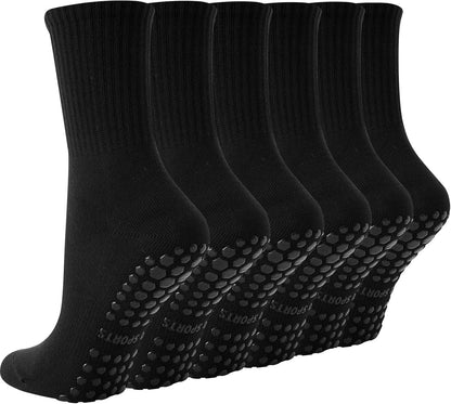 Pilates Socks with Grips for Women, 3 Pairs Womens Grippy Yoga Ballet Barre Hospital Gym Athletic Socks