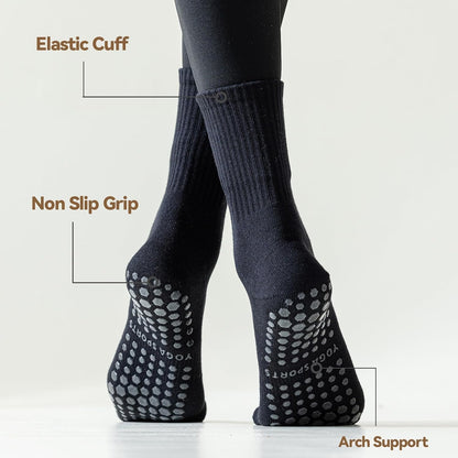 Pilates Socks with Grips for Women, 3 Pairs Womens Grippy Yoga Ballet Barre Hospital Gym Athletic Socks