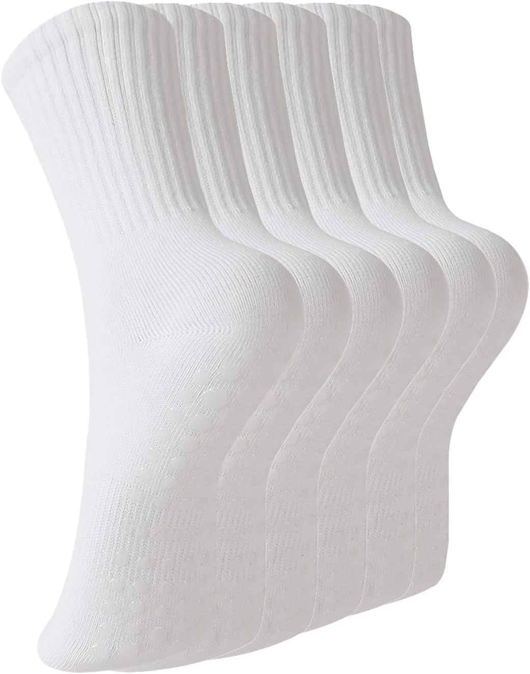Pilates Socks with Grips for Women, 3 Pairs Womens Grippy Yoga Ballet Barre Hospital Gym Athletic Socks