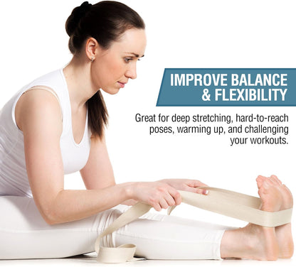 2-PACK or 5-PACK Yoga Exercise Adjustable Straps 8Ft | BONUS eBook | with Durable D-Ring For Pilates & Gym Workouts | Hold Poses, Stretch, Improve Flexibility & Maintain Balance