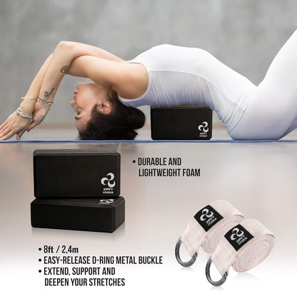 2-PACK or 5-PACK Yoga Exercise Adjustable Straps 8Ft | BONUS eBook | with Durable D-Ring For Pilates & Gym Workouts | Hold Poses, Stretch, Improve Flexibility & Maintain Balance