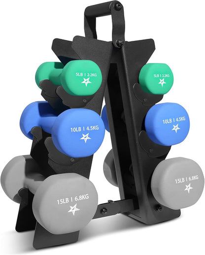 Neoprene Coated Dumbbell Hand Weight Sets of 2 - Multiple Weight Options with 15 Colors, Anti-roll, Anti-Slip, Hexagon Shape