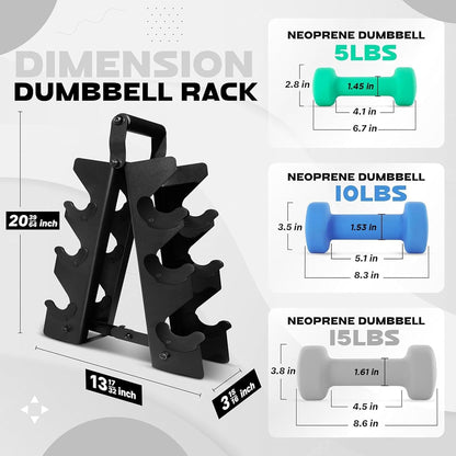 Neoprene Coated Dumbbell Hand Weight Sets of 2 - Multiple Weight Options with 15 Colors, Anti-roll, Anti-Slip, Hexagon Shape