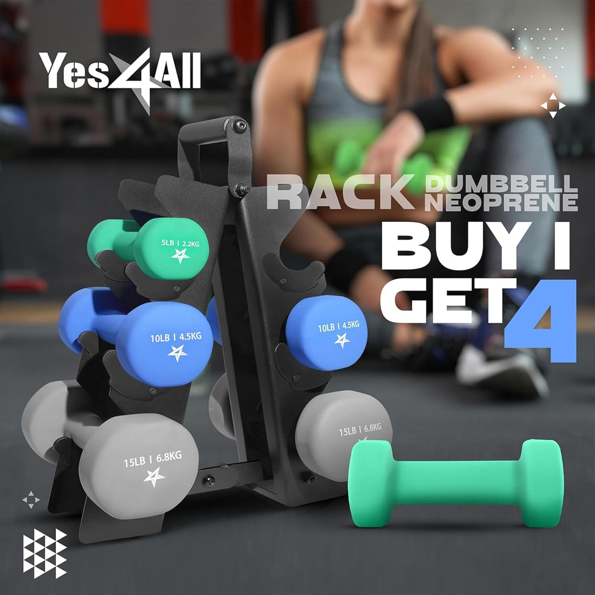 Neoprene Coated Dumbbell Hand Weight Sets of 2 - Multiple Weight Options with 15 Colors, Anti-roll, Anti-Slip, Hexagon Shape