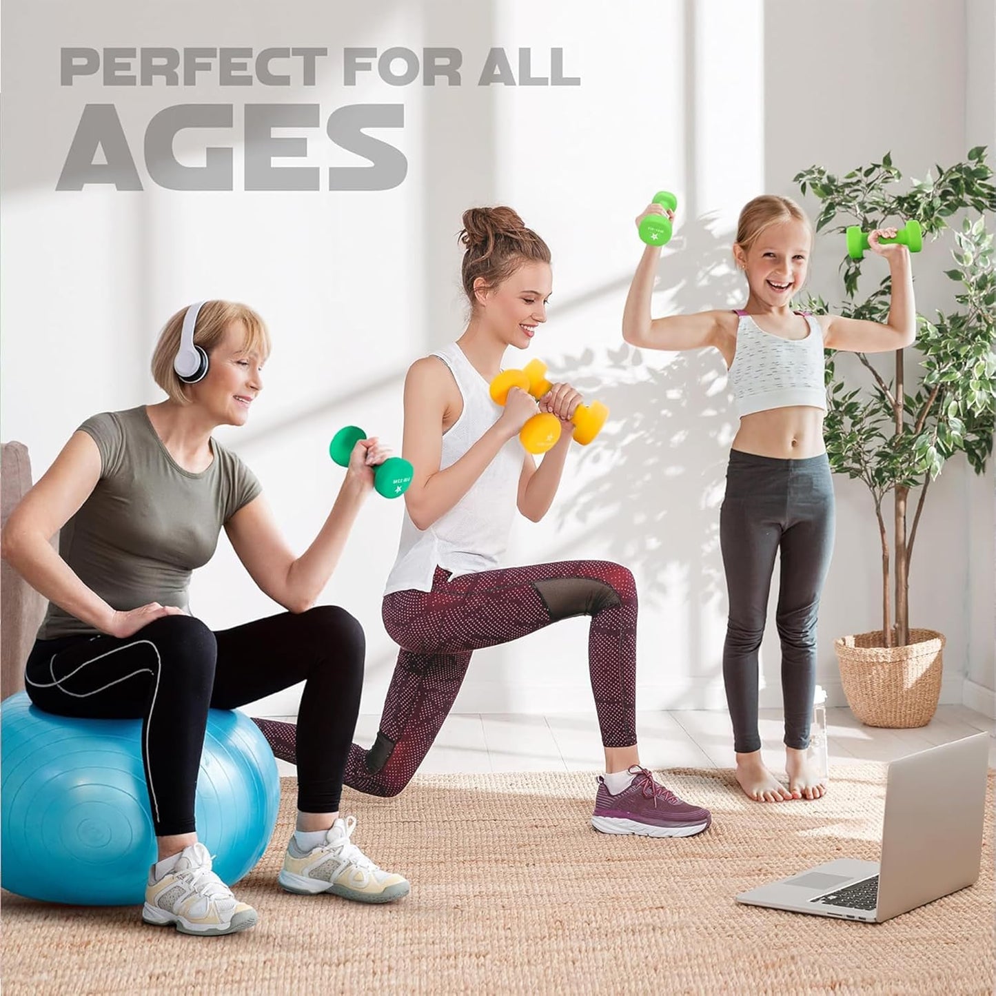Neoprene Coated Dumbbell Hand Weight Sets of 2 - Multiple Weight Options with 15 Colors, Anti-roll, Anti-Slip, Hexagon Shape